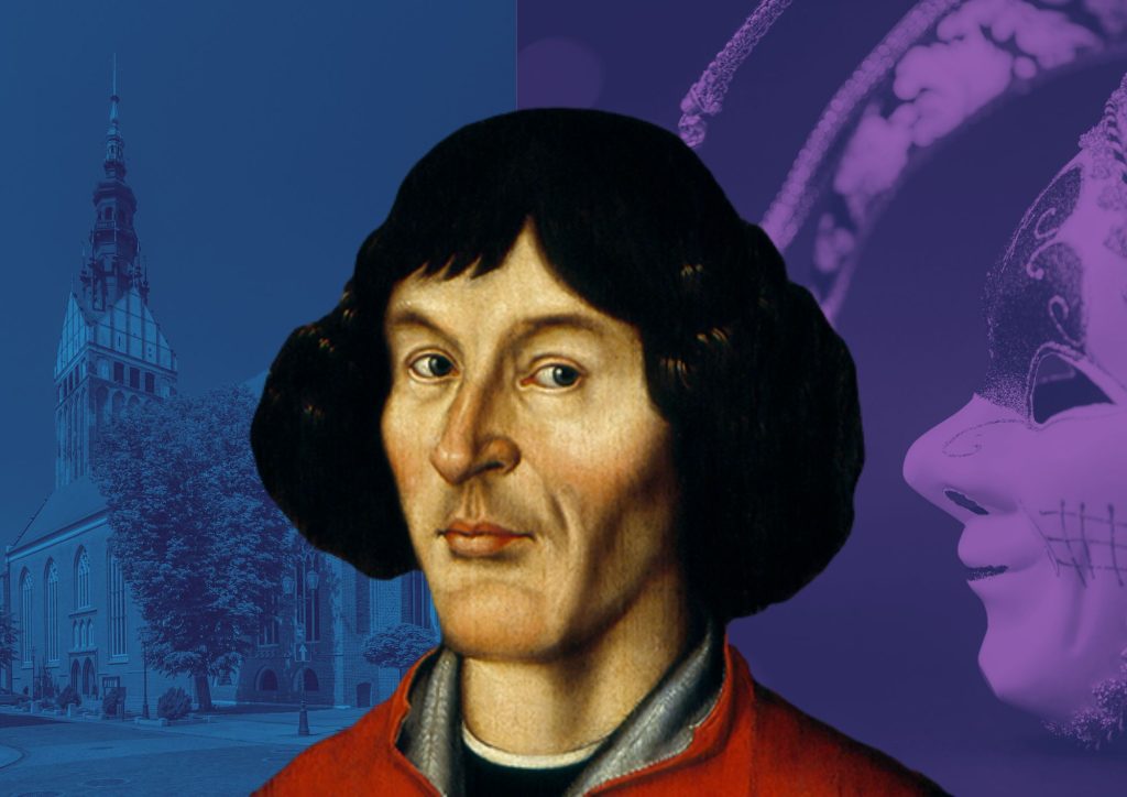 Portret mężczyzny z katedrą w tle.