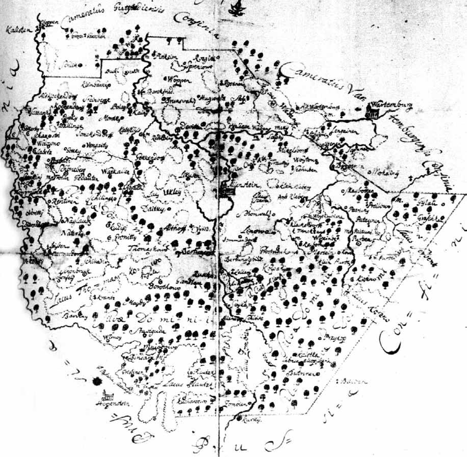 Stary mapa regionu z oznaczeniami miejscowości.