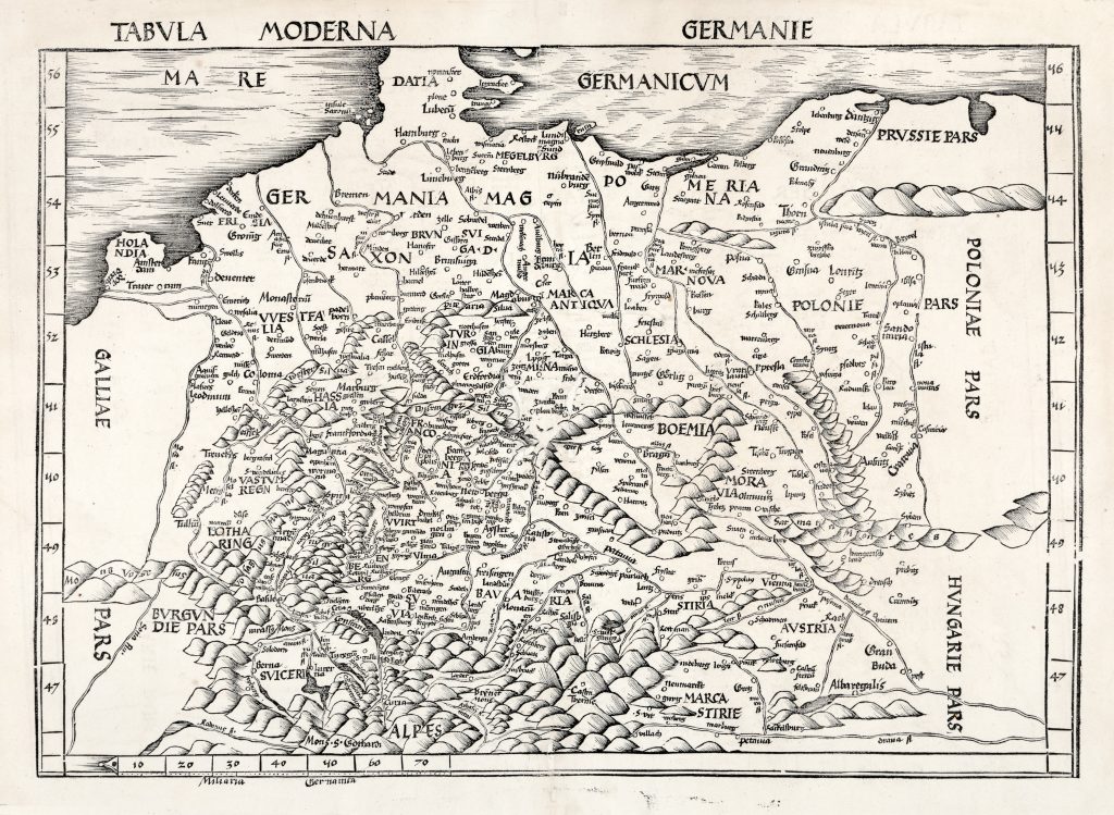Historyczna mapa Niemiec i Europy Środkowej.