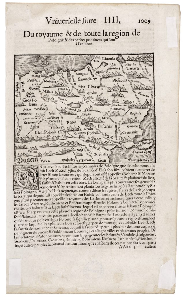 Stara mapa przedstawiająca Polskę i okoliczne regiony.