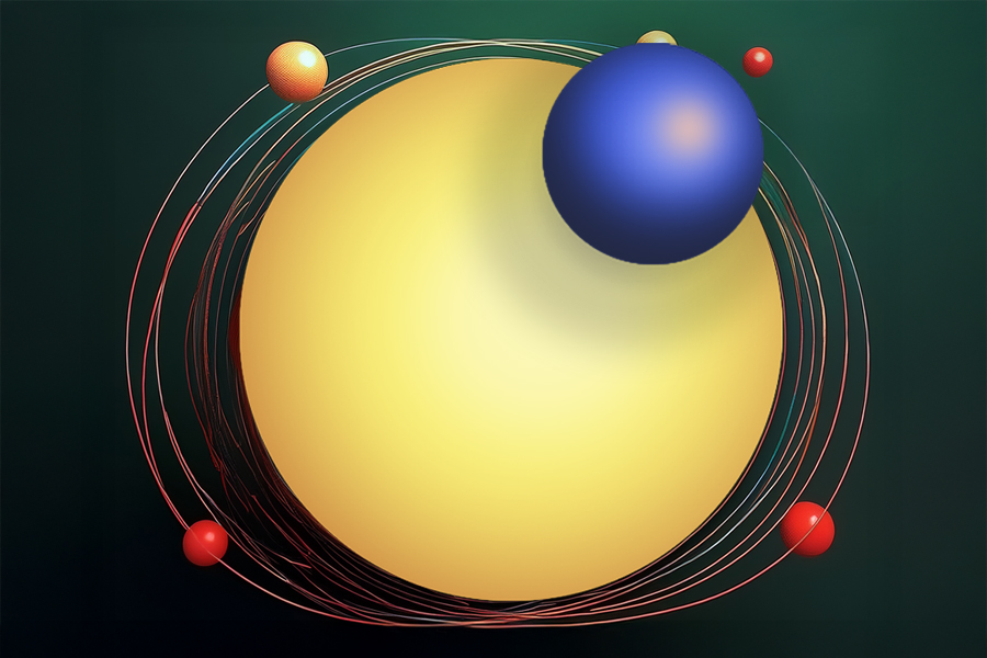Abstrakcyjna ilustracja planet wokół słońca