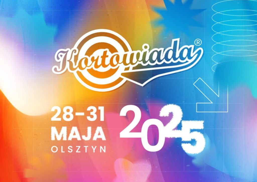 Plakat festiwalu Kortowiada 2025 z kolorowym tłem